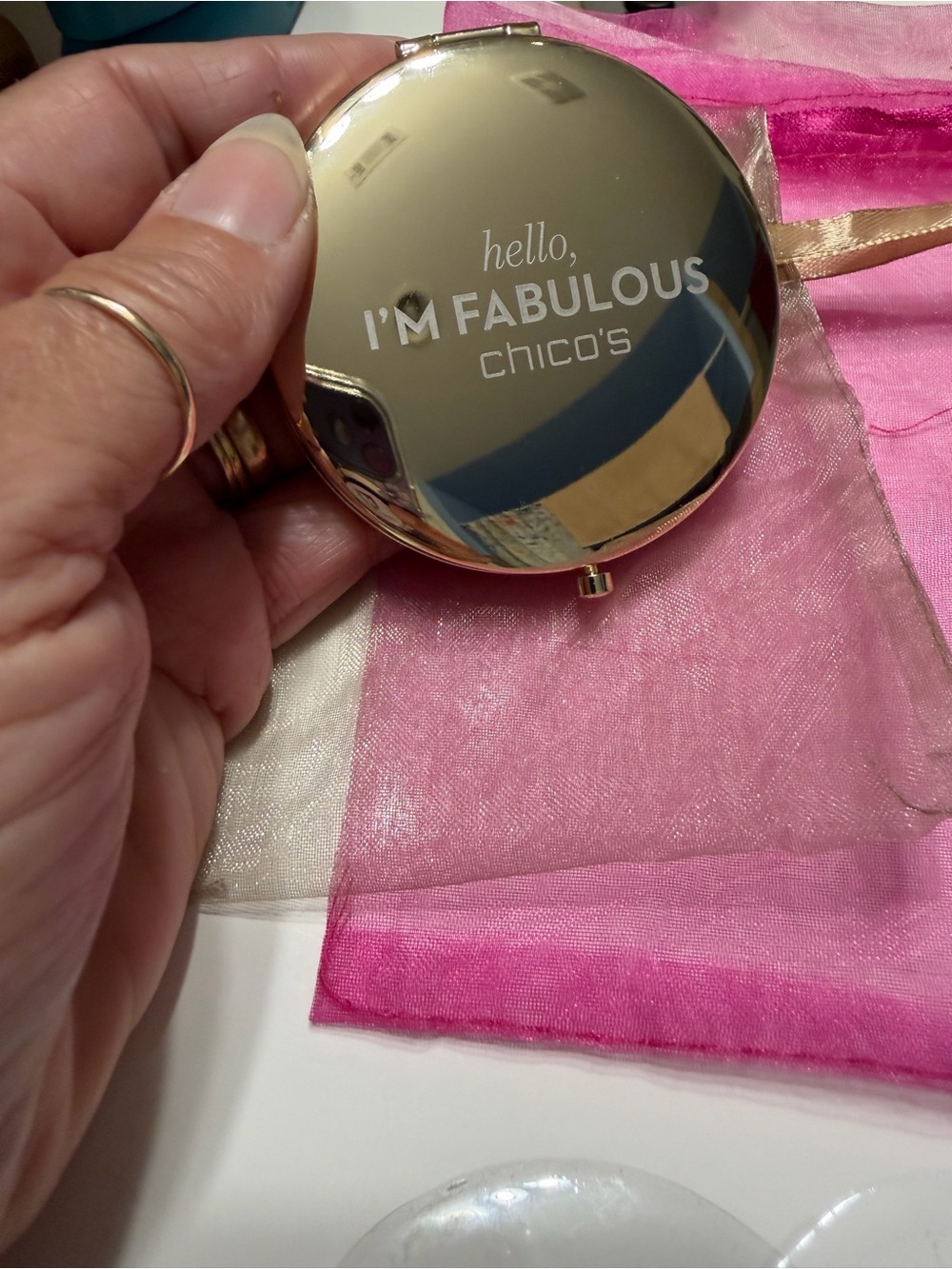 Chico's Red Textured Compact Mirror - Picture 5 of 7